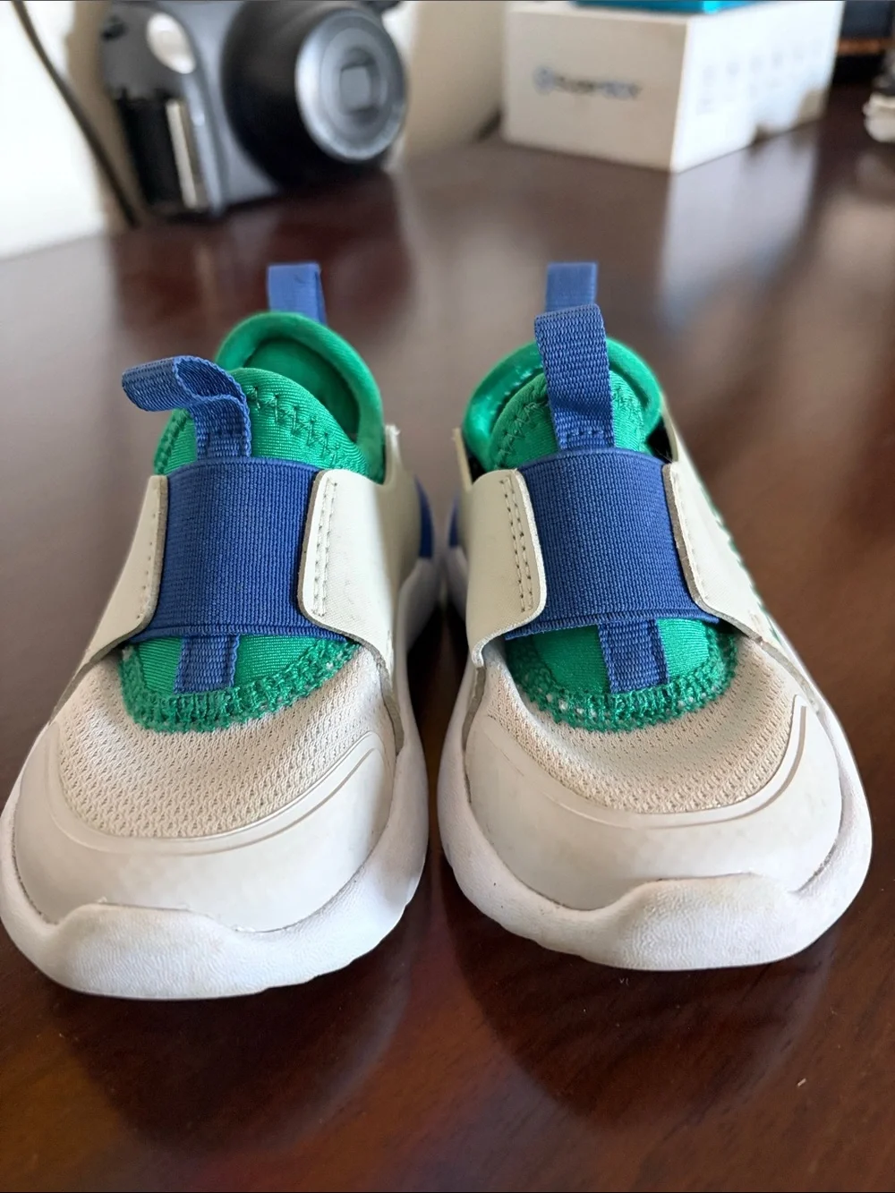 Hunter Kids Cream, Green & Blue Slip-On Sneakers